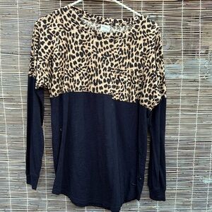 VS pink long sleeve leopard top size XS